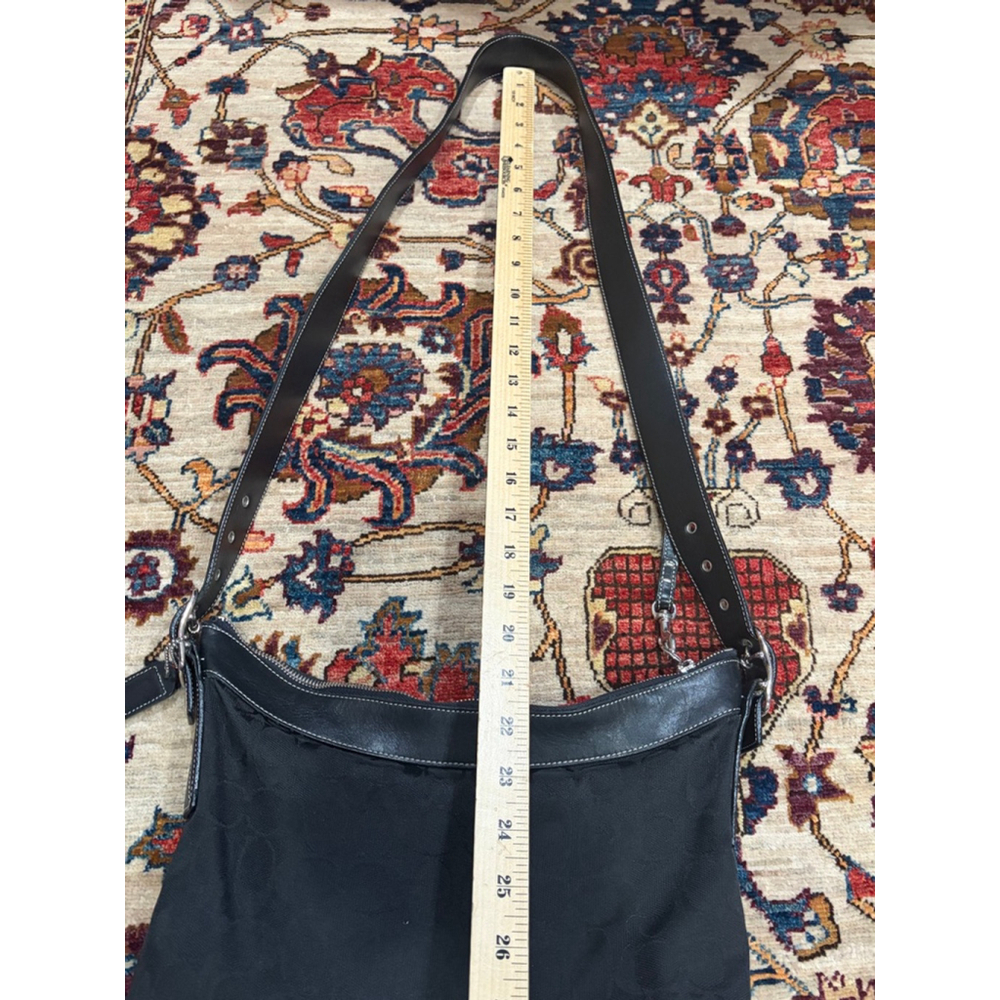 Coach Chelsea Black Signature Jacquard Crossbody Shoulder Bag Leather Trim - Picture 6 of 7